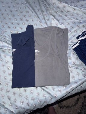 Old Navy Navy Blue and Gray Ribbed Tank Tops